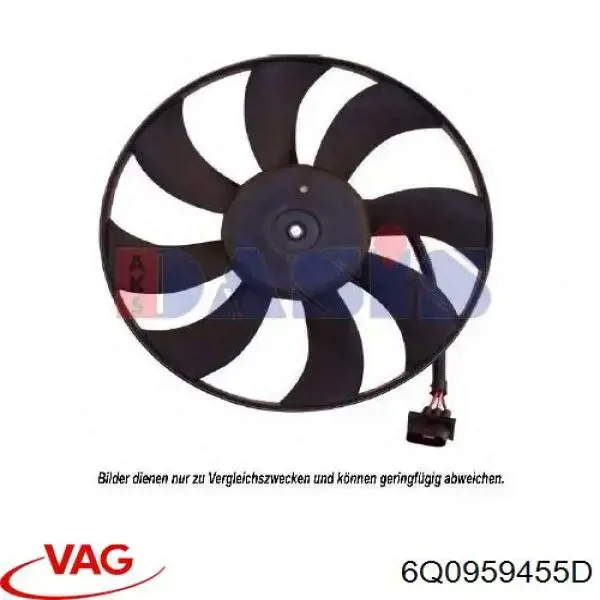 6Q0959455D VAG ventilador (rodete +motor refrigeración del motor con electromotor completo)