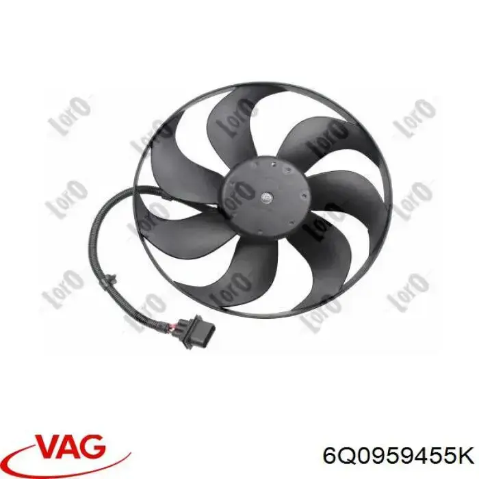 6Q0959455K VAG ventilador (rodete +motor refrigeración del motor con electromotor completo)