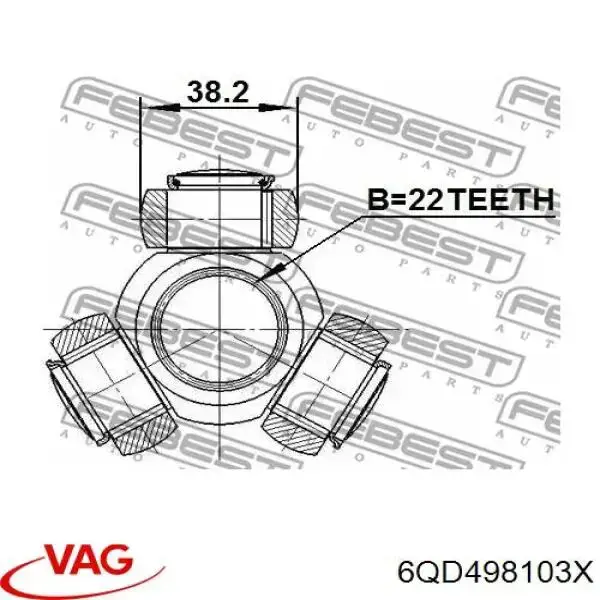 6QD498103X VAG junta homocinética interior delantera