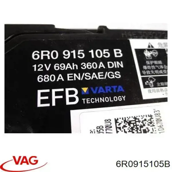 6R0915105B VAG batería de arranque