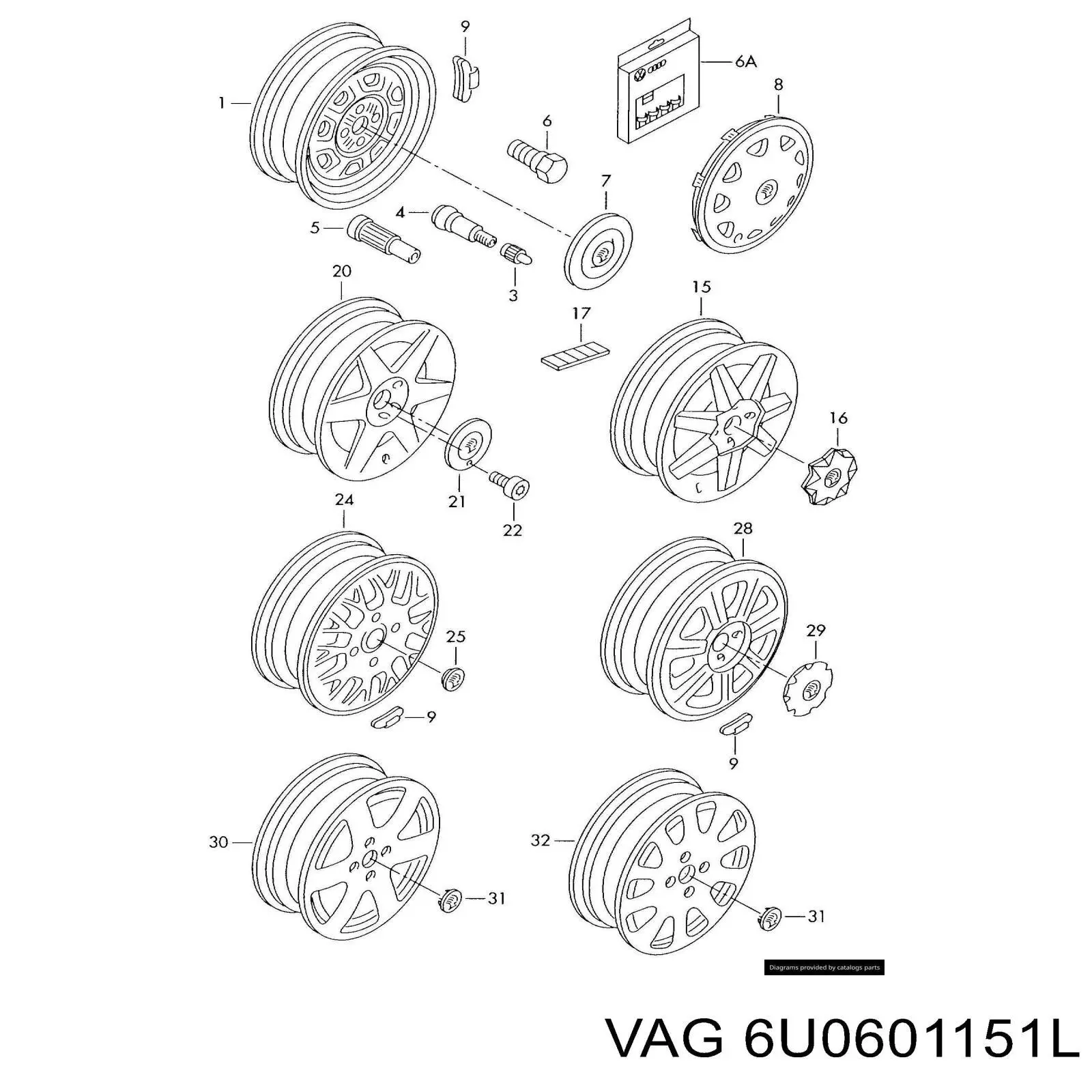  Tapacubo rueda para Skoda Fabia 1 