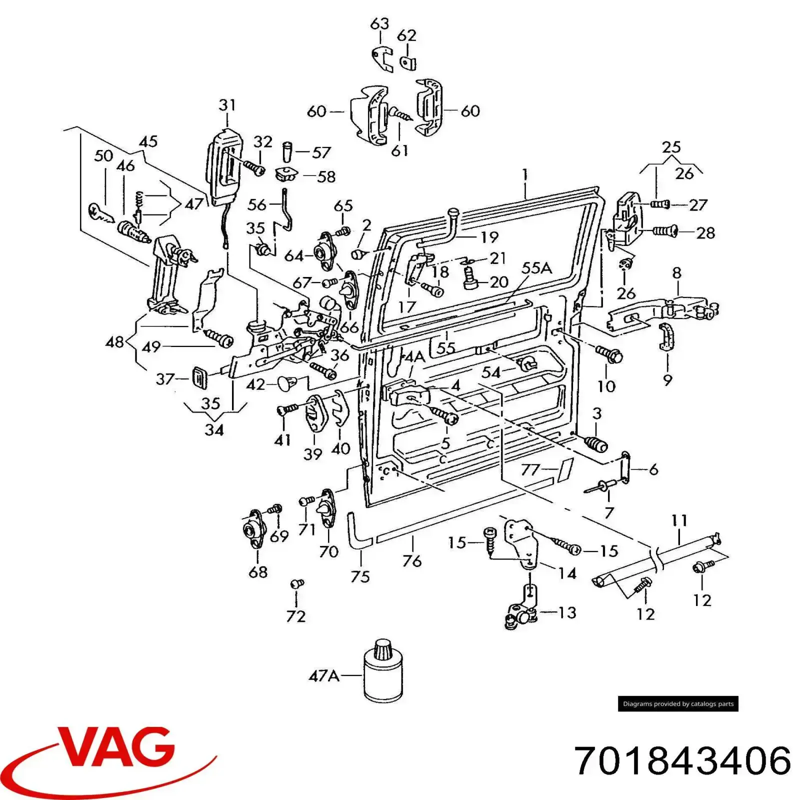 701843406 VAG guía rodillo, puerta corrediza, derecho inferior