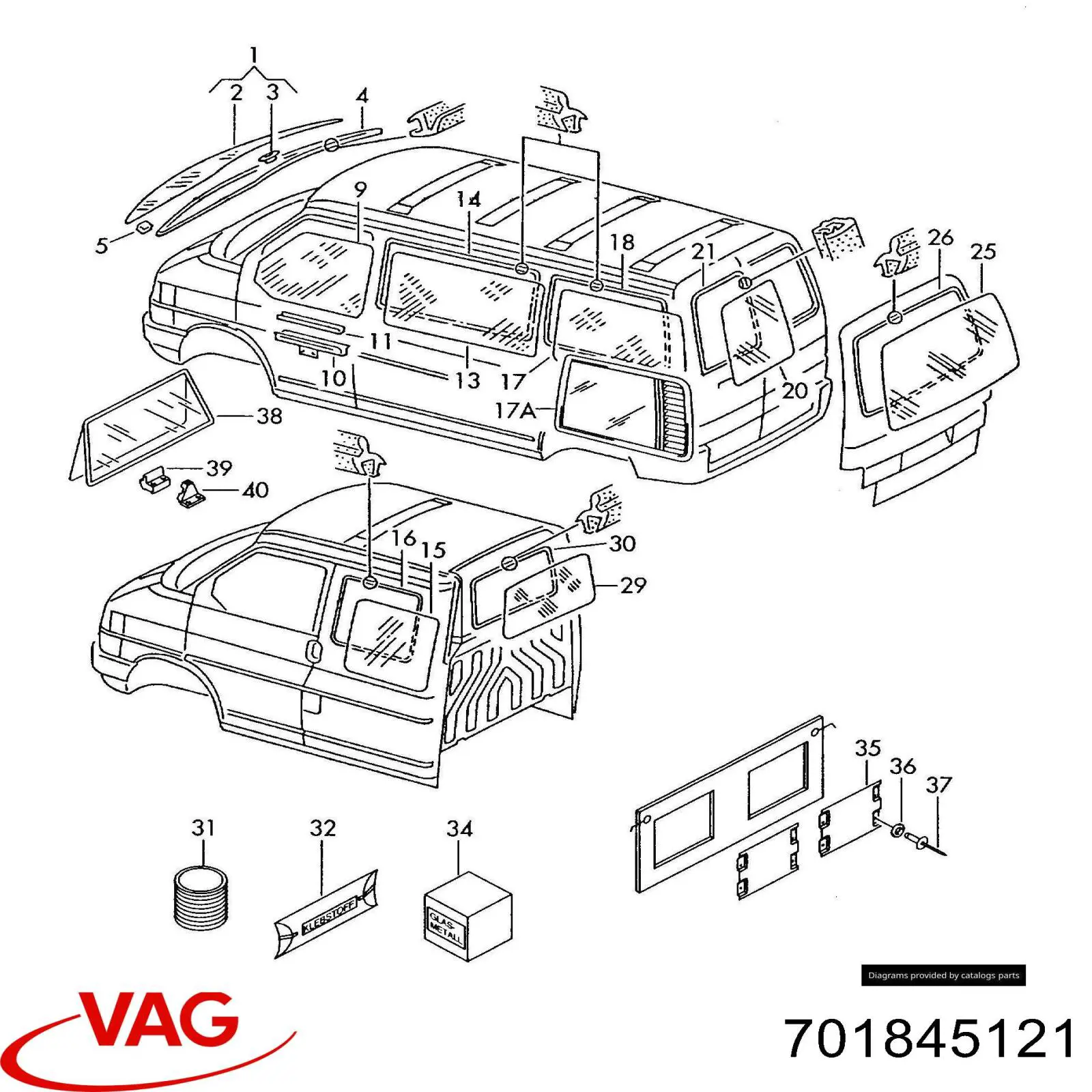  Junta, parabrisas para Volkswagen Transporter 70XB, 70XC, 7DB, 7DW