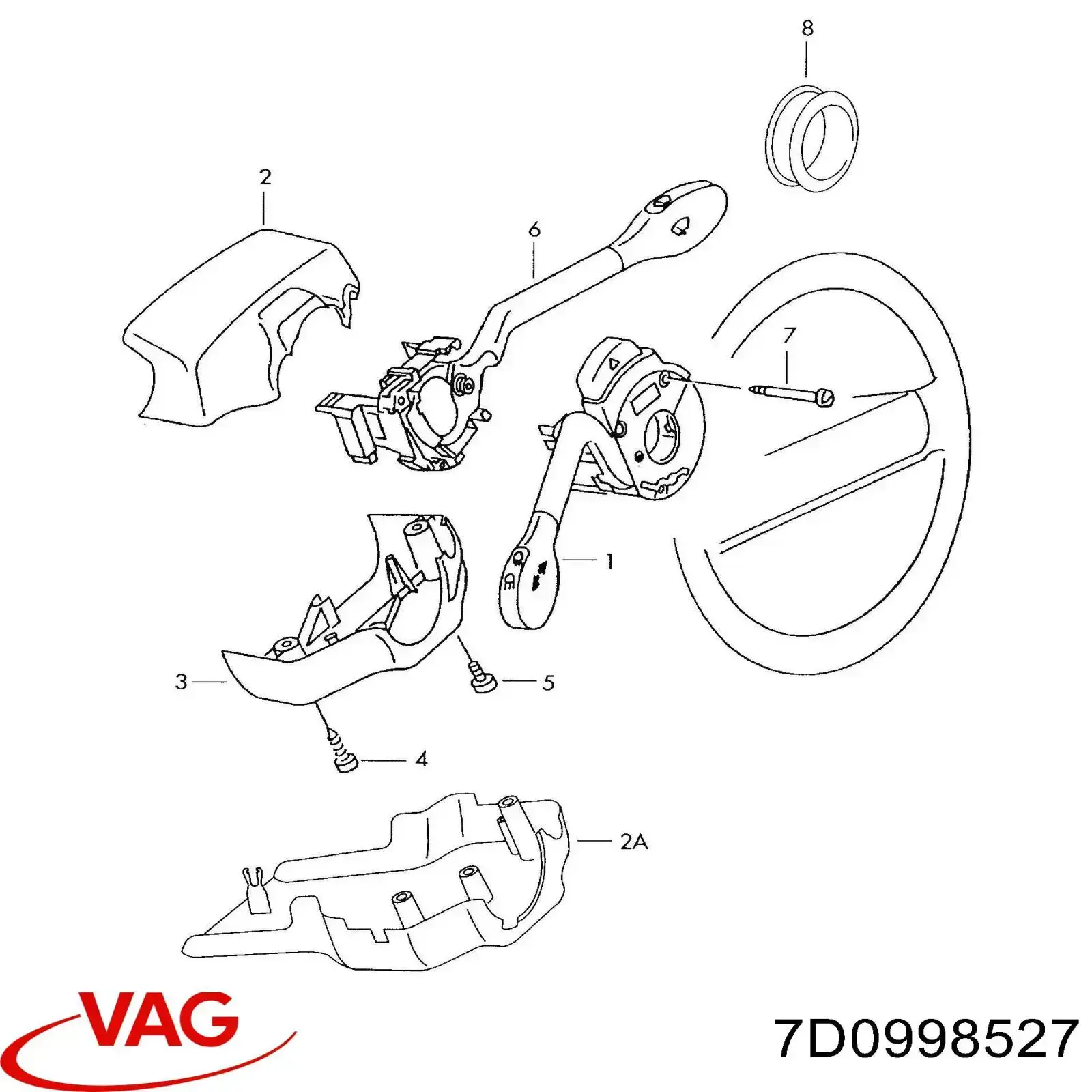  Conmutador en la columna de dirección control de crucero para Volkswagen Transporter 70XB, 70XC, 7DB, 7DW