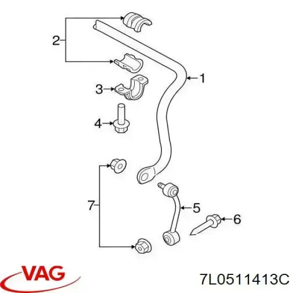 7L0511413C VAG casquillo de barra estabilizadora trasera