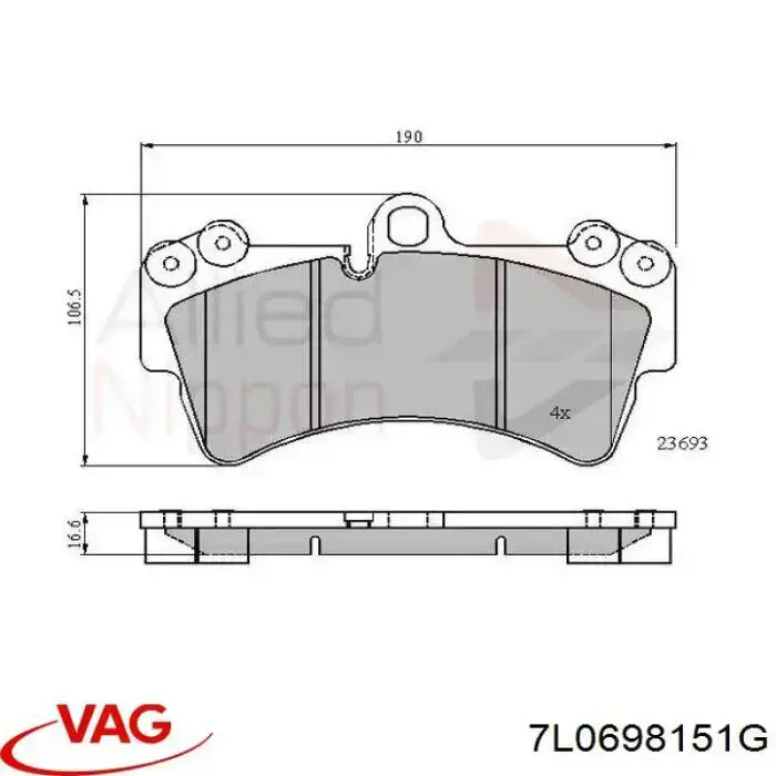 7L0698151G VAG pastillas de freno delanteras