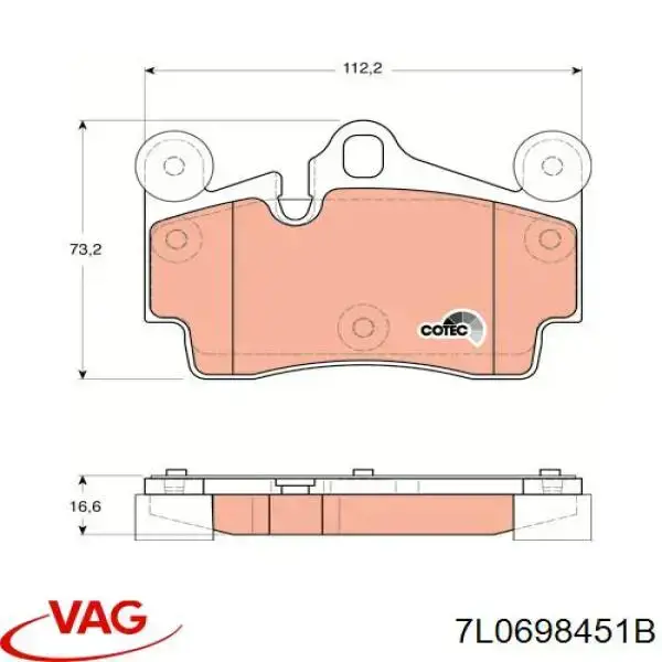 7L0698451B VAG pastillas de freno traseras