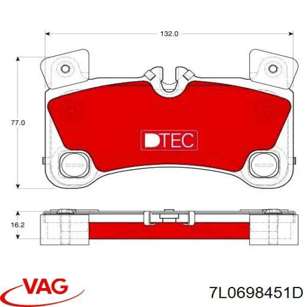 7L0698451D VAG pastillas de freno traseras