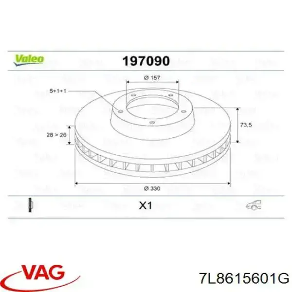 7L8615601G VAG disco de freno trasero