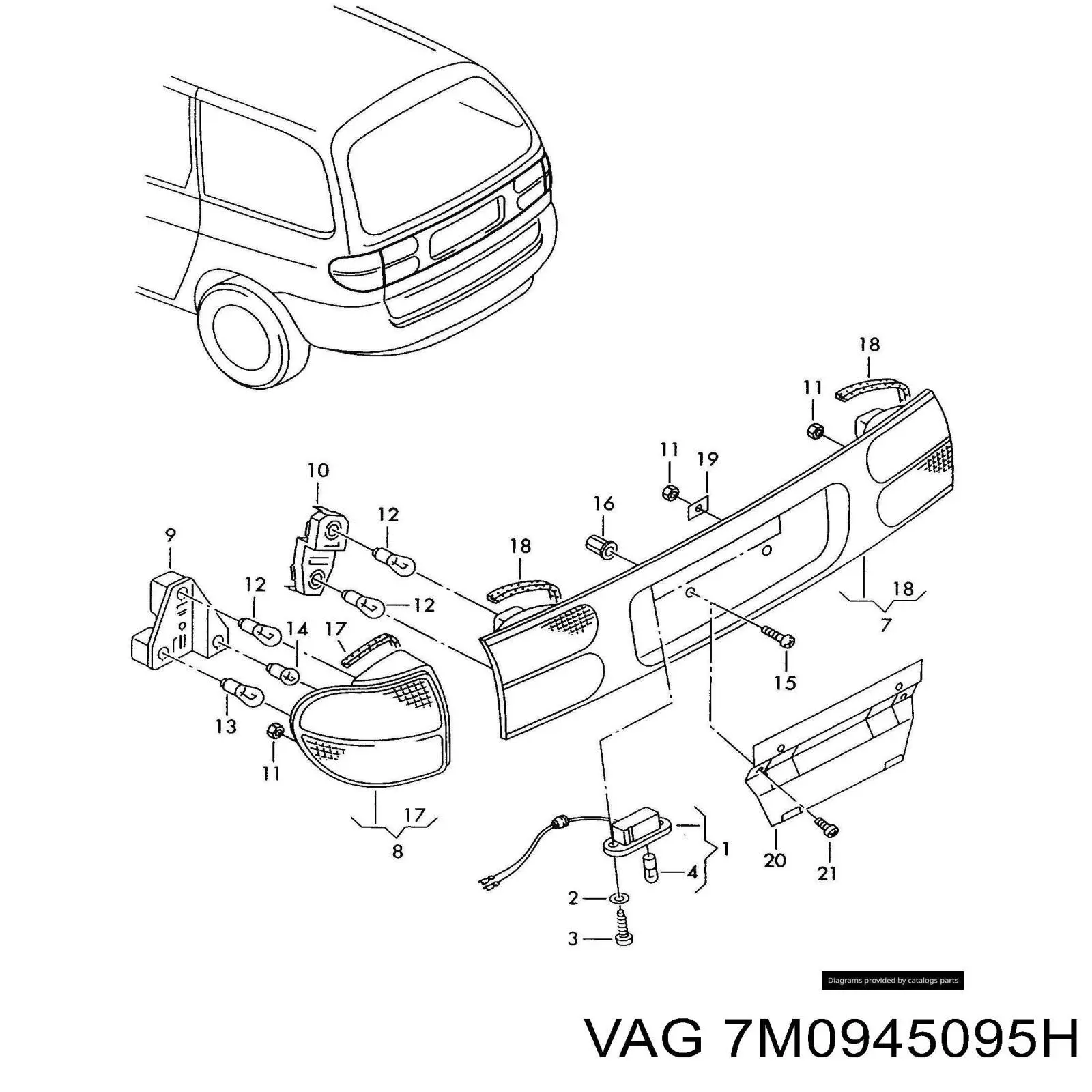 7M0945095H VAG piloto posterior exterior izquierdo