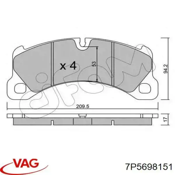 7P5698151 VAG pastillas de freno delanteras