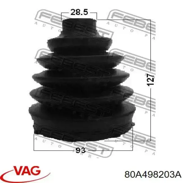 80A498203A VAG fuelle, árbol de transmisión delantero exterior