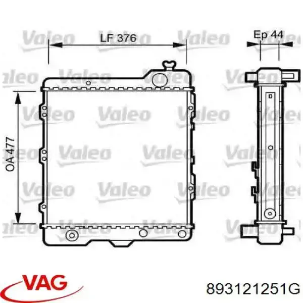 893121251G VAG radiador refrigeración del motor