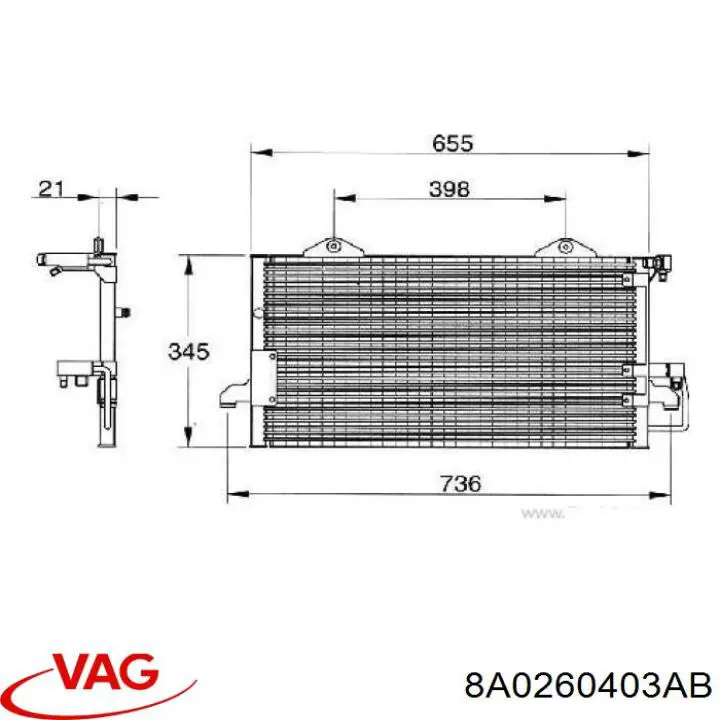 8A0260403AB VAG condensador aire acondicionado