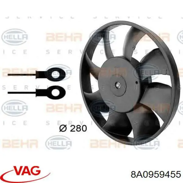 8A0959455 VAG ventilador (rodete +motor refrigeración del motor con electromotor completo)