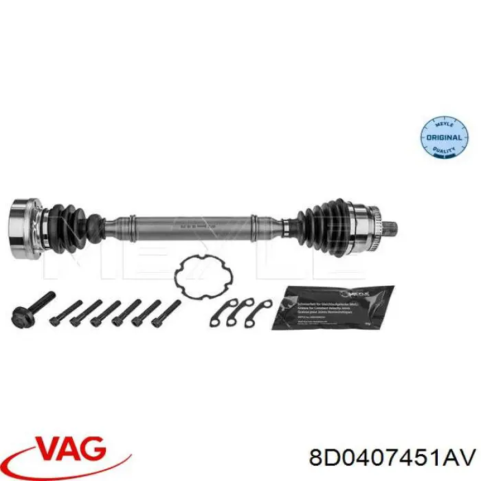 8D0407451AV VAG árbol de transmisión delantero izquierdo