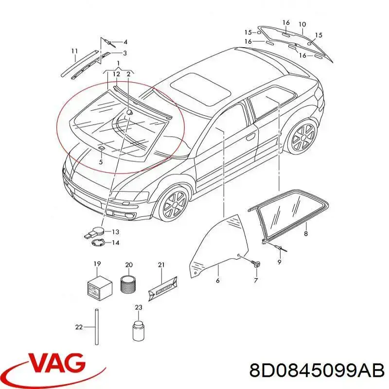  Parabrisas para Audi A4 8D2