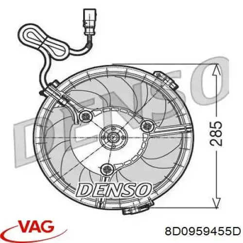 8D0959455D VAG ventilador (rodete +motor refrigeración del motor con electromotor completo)