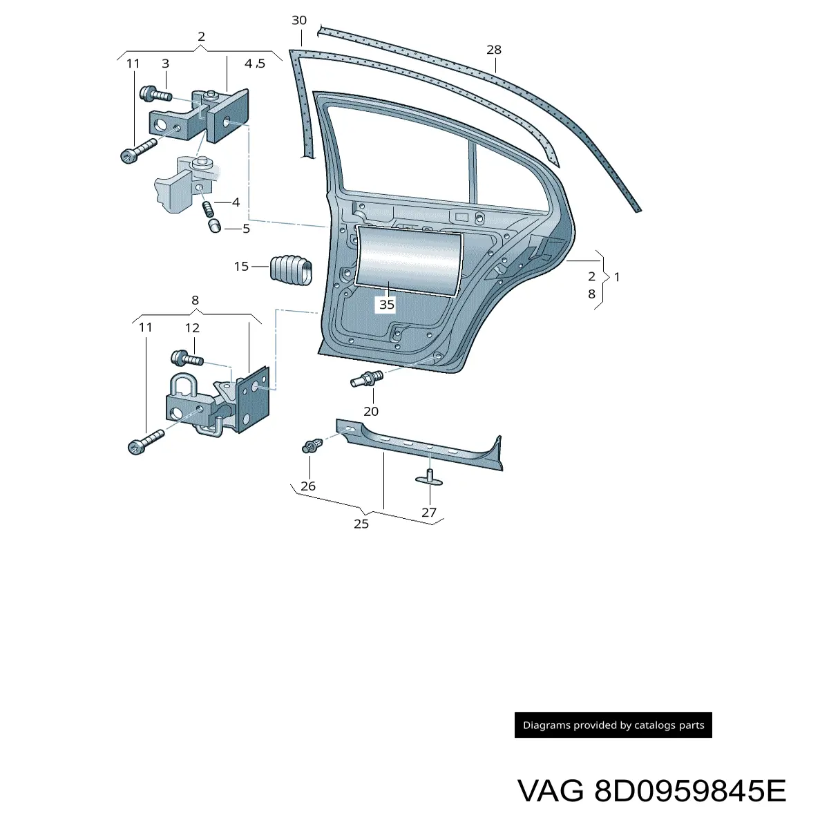  Corrugación del cableado de la puerta para Volkswagen Golf 4 