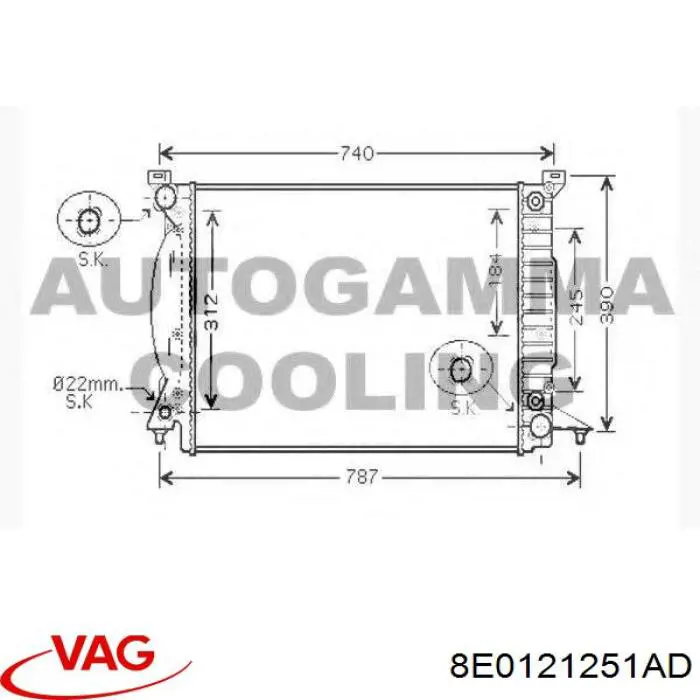 8E0121251AD VAG radiador refrigeración del motor