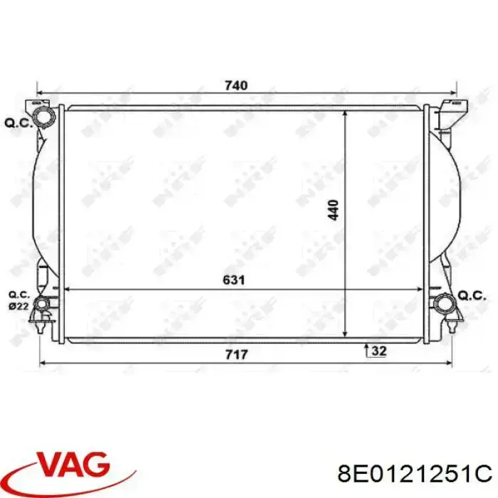 8E0121251C VAG radiador refrigeración del motor