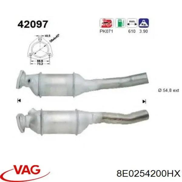 8E0254200HX VAG catalizador