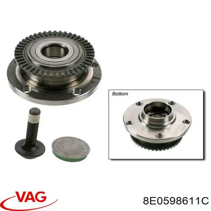 8E0598611C VAG cubo de rueda trasero