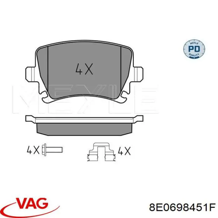 8E0698451F VAG pastillas de freno traseras