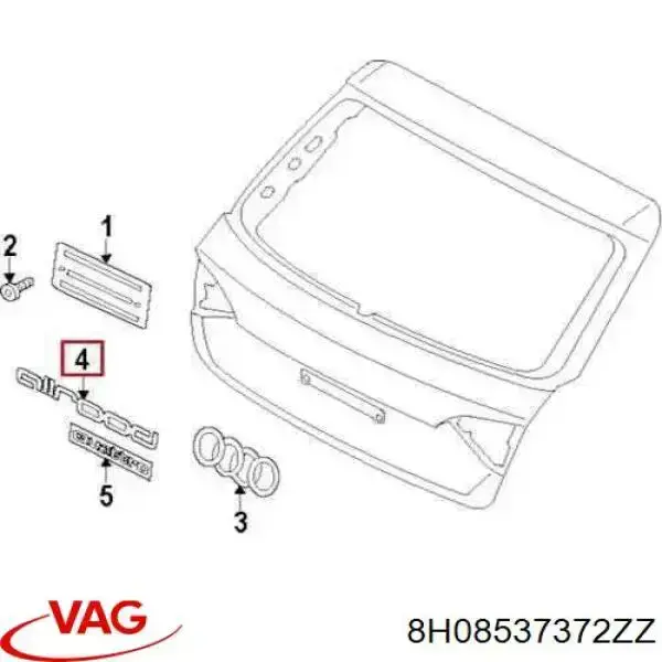 8H08537372ZZ VAG emblema de tapa de maletero