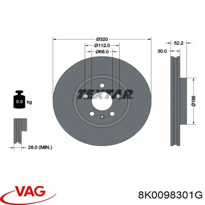 8K0098301G VAG pastillas de freno delanteras