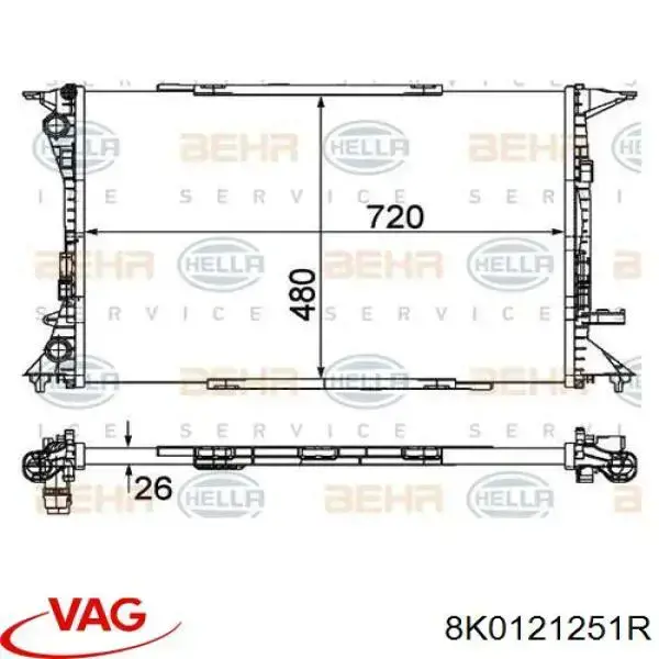 8K0121251R VAG radiador refrigeración del motor