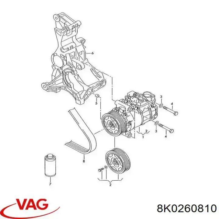 8K0260810 VAG polea compresor a/c