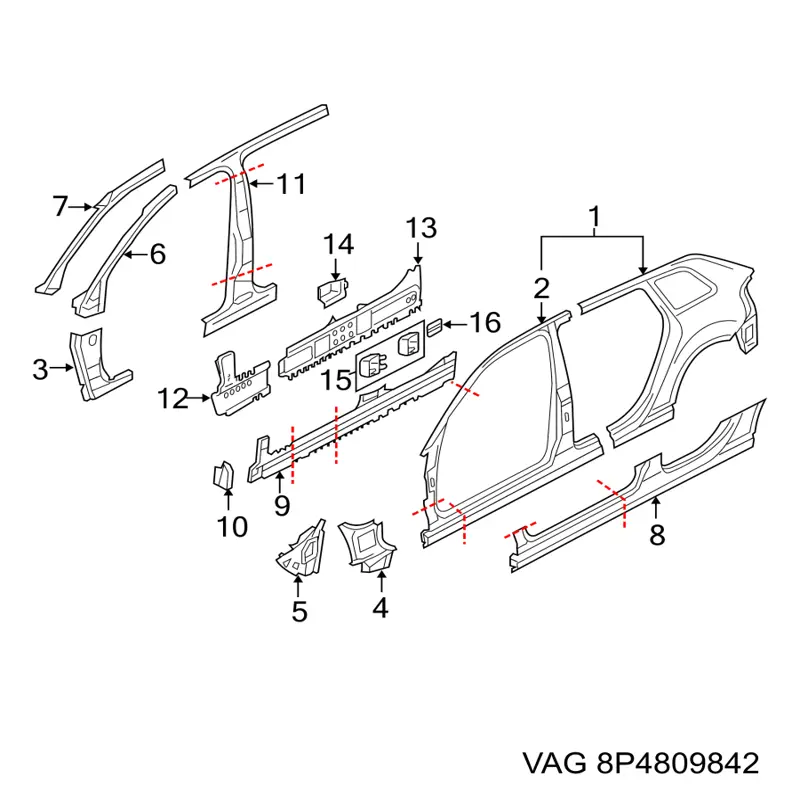  Chapa de acceso derecha para Audi A3 8PA