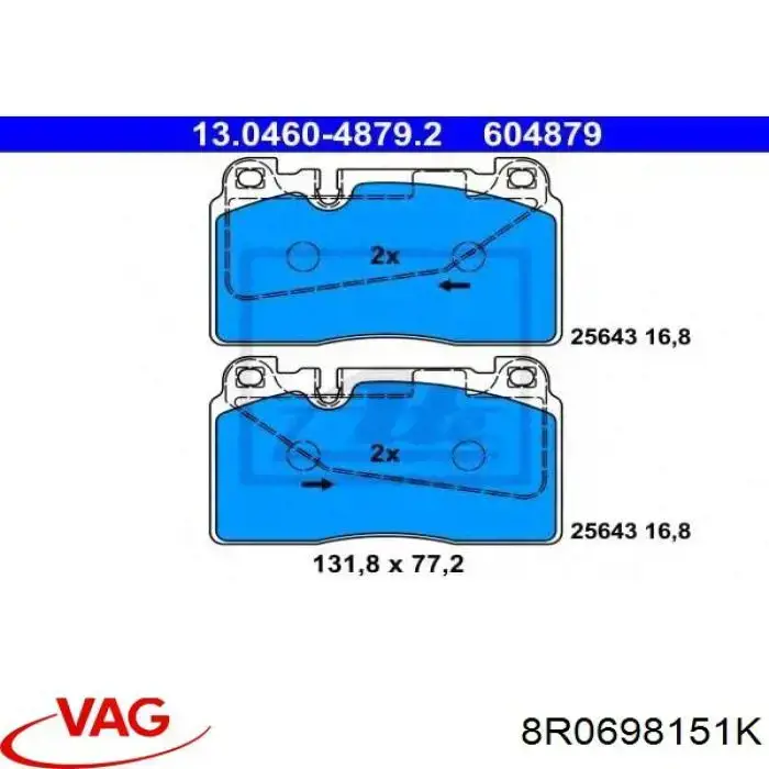 8R0698151K VAG pastillas de freno delanteras