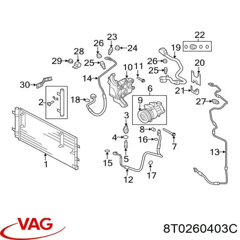 8T0260403C VAG condensador aire acondicionado