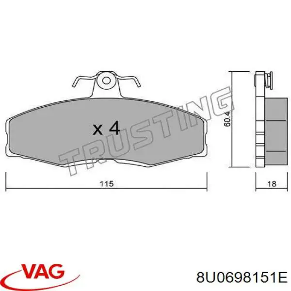 8U0698151E VAG pastillas de freno delanteras