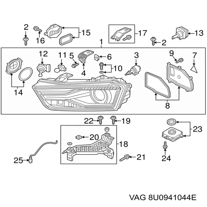 8U0941044E VAG faro derecho