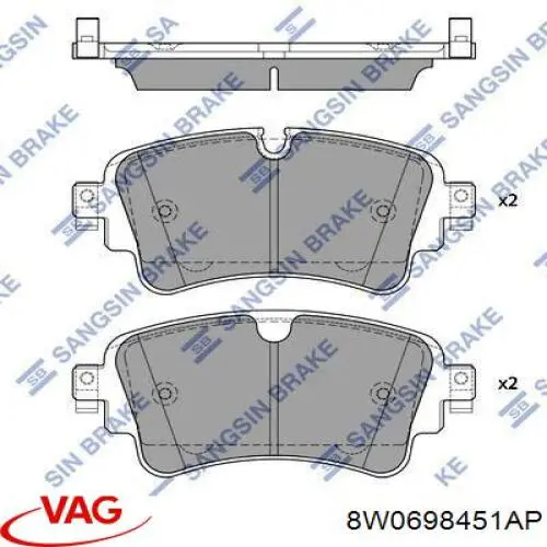 8W0698451AP VAG pastillas de freno traseras