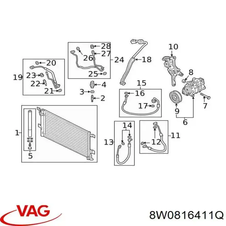 8W0816411Q VAG condensador aire acondicionado