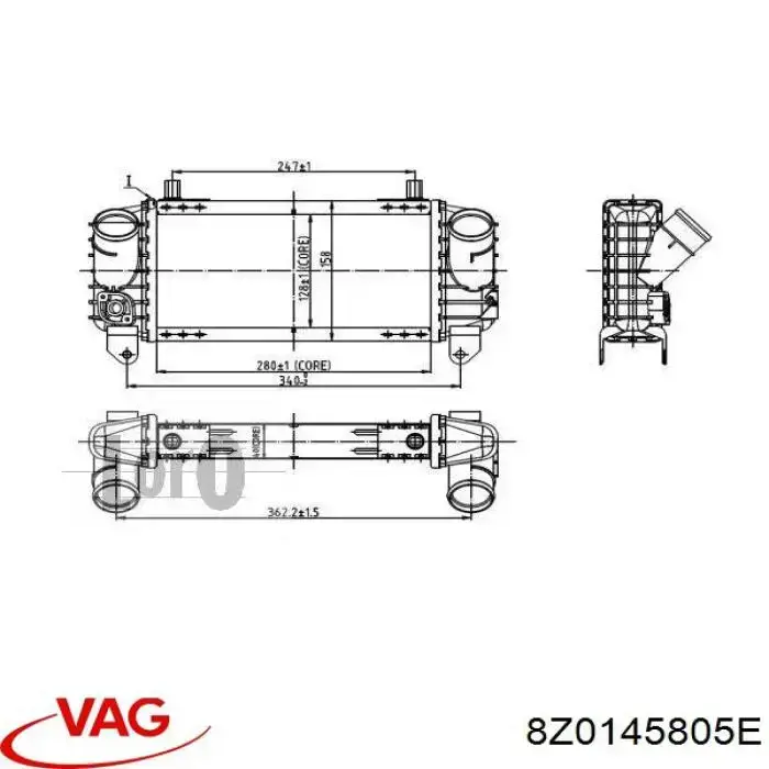 8Z0145805E VAG radiador de aire de admisión