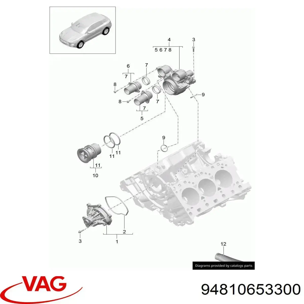  Junta, bomba de agua para Porsche Cayenne 2 