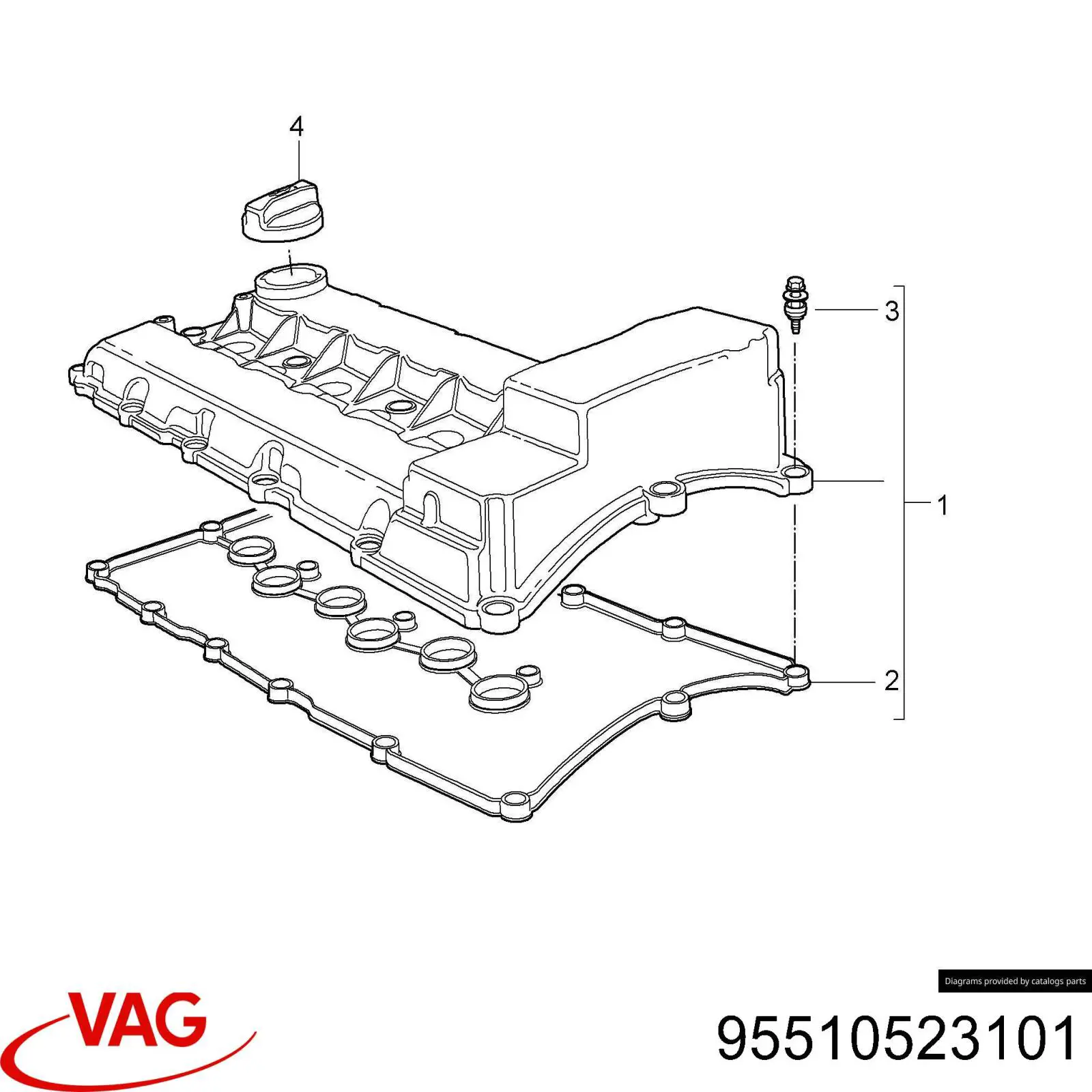 95510523101 VAG junta de la tapa de válvulas del motor