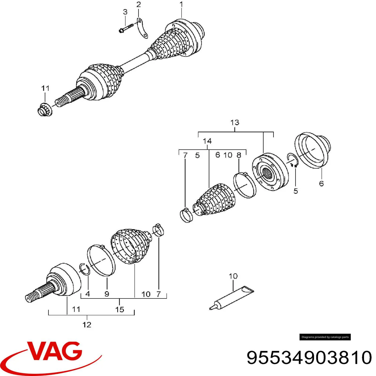 95534903810 VAG árbol de transmisión delantero