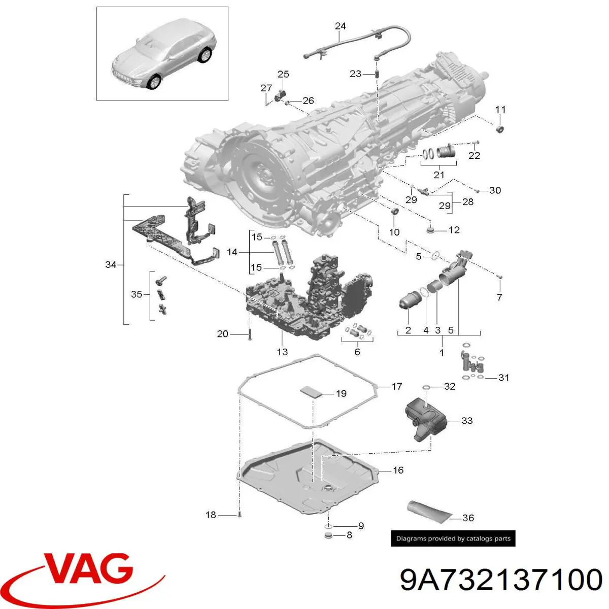 9A732137100 VAG junta, cárter de aceite, caja de cambios