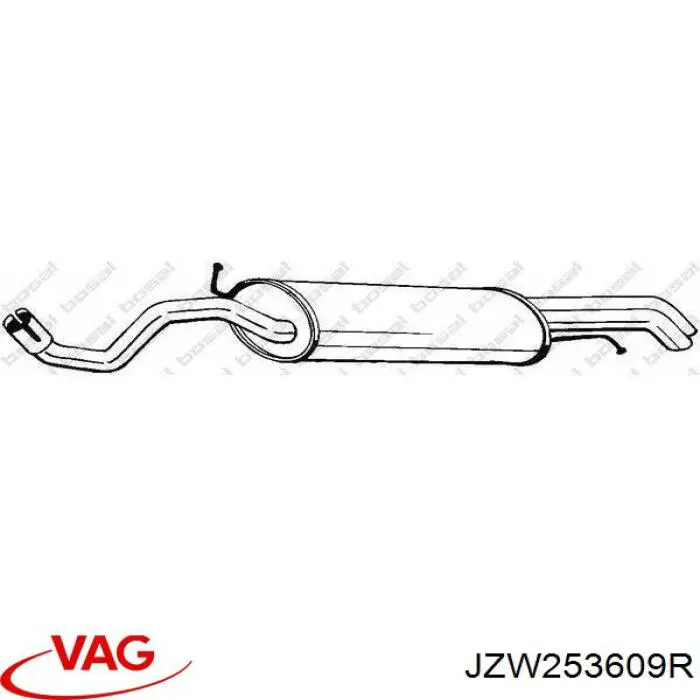 JZW253609R VAG silenciador posterior