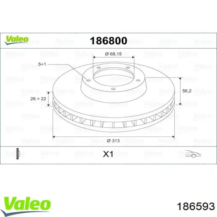 186593 VALEO disco de freno trasero