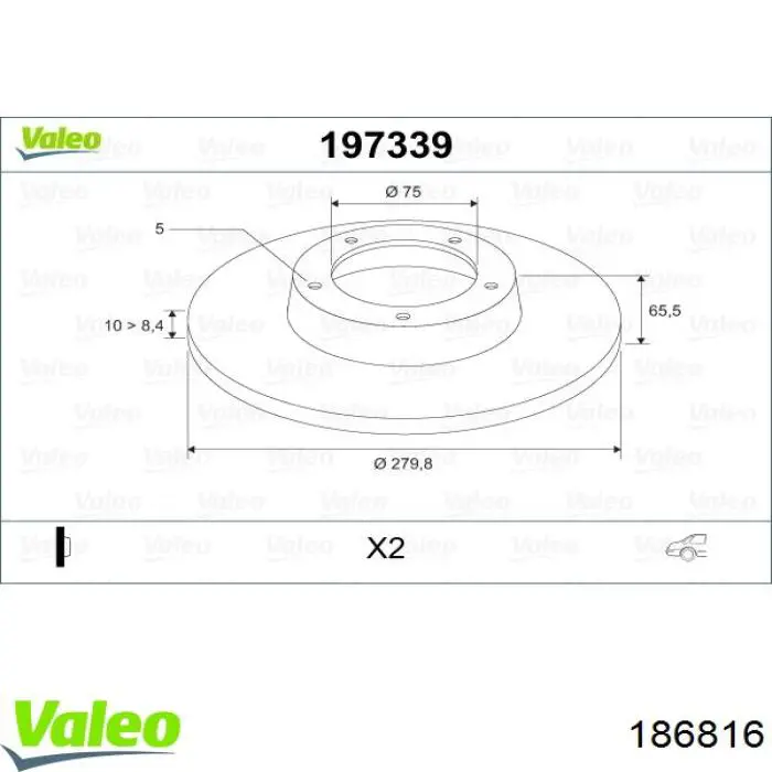 186816 VALEO freno de disco delantero