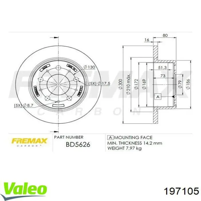 197105 VALEO disco de freno trasero