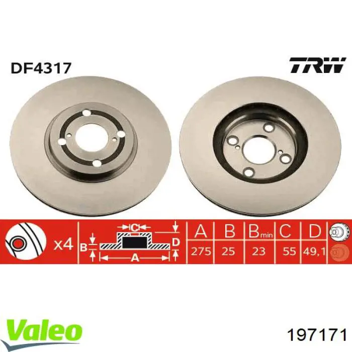 197171 VALEO freno de disco delantero