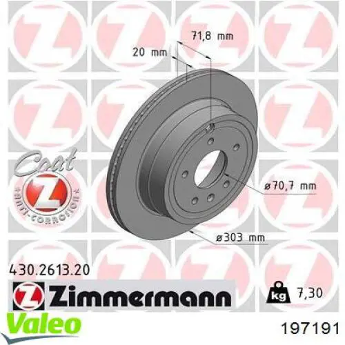 197191 VALEO disco de freno trasero